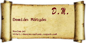 Demián Mátyás névjegykártya